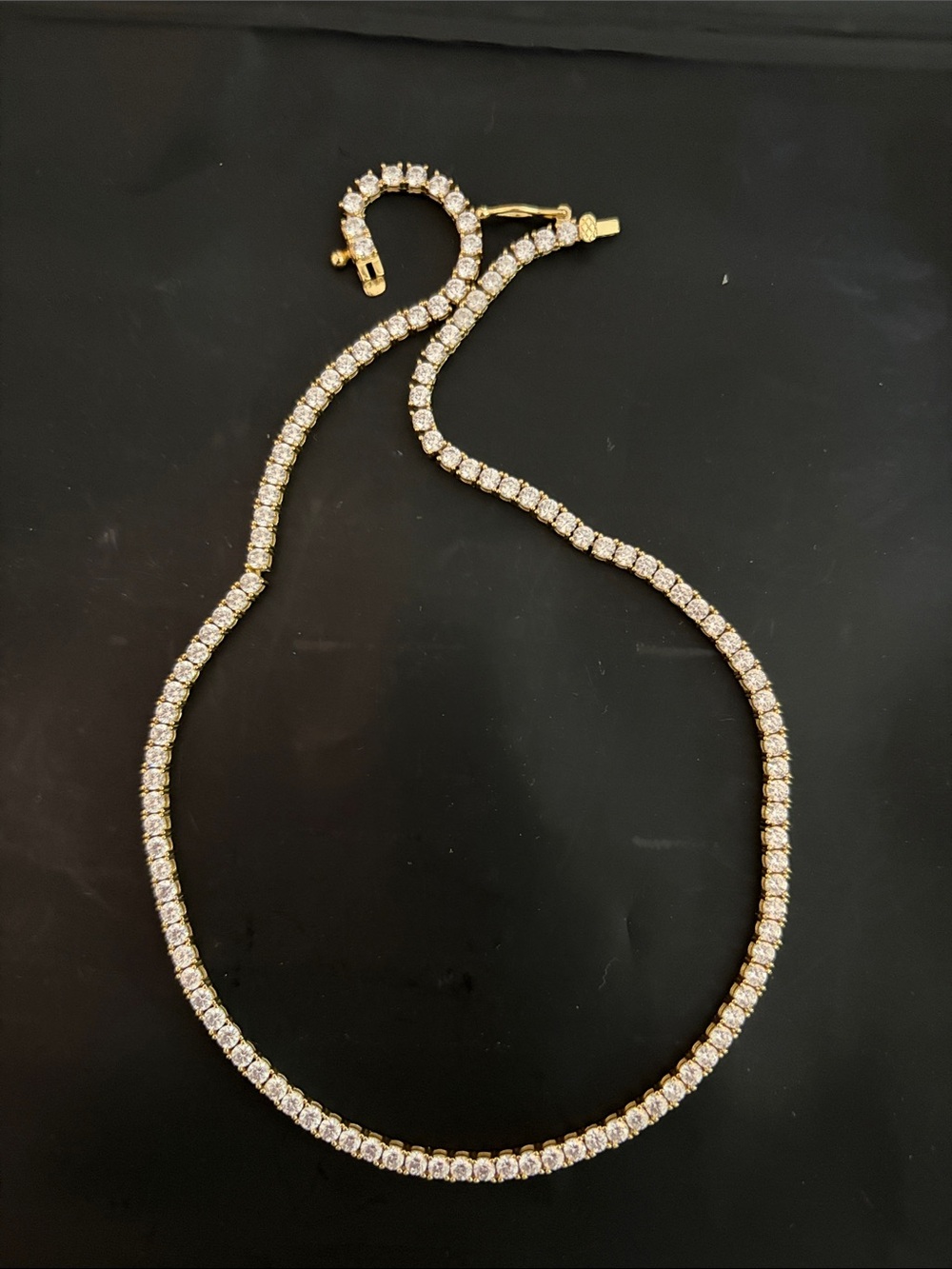 Adina Eden Gold Brass and Clear Cz Tennis Necklace